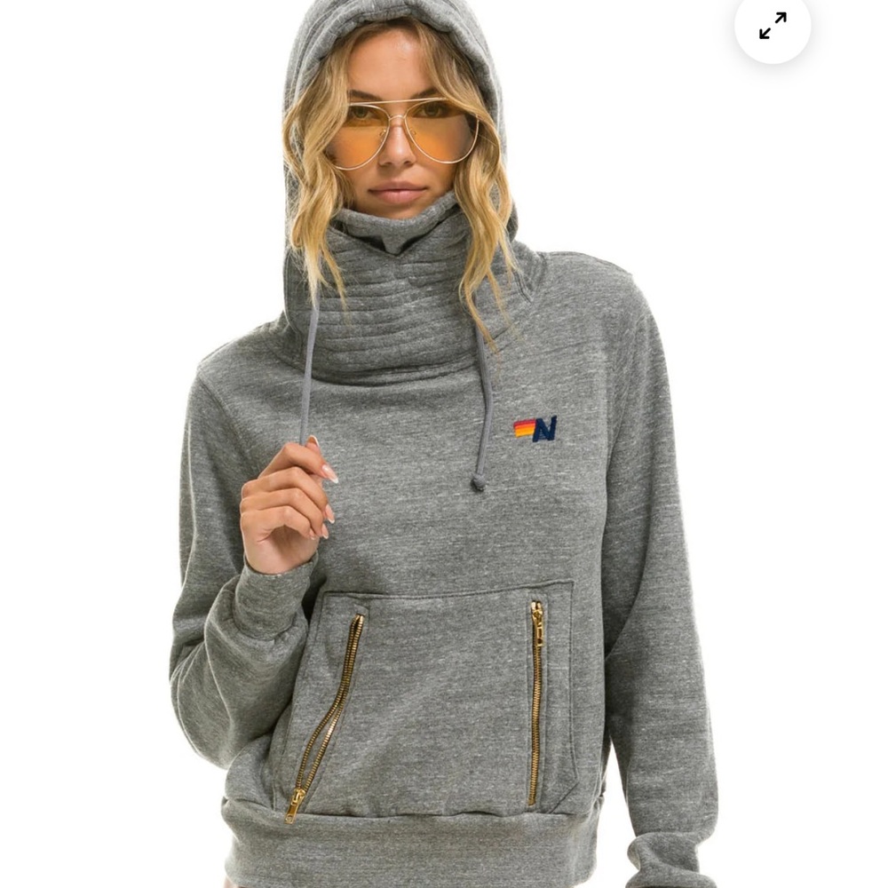 Aviator Nation Gray Hoodie with Gold Accents